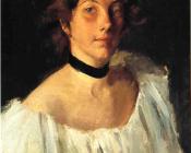 威廉梅里特查斯 - Portrait of A Lady in a White Dress aka Miss Edith Newbold